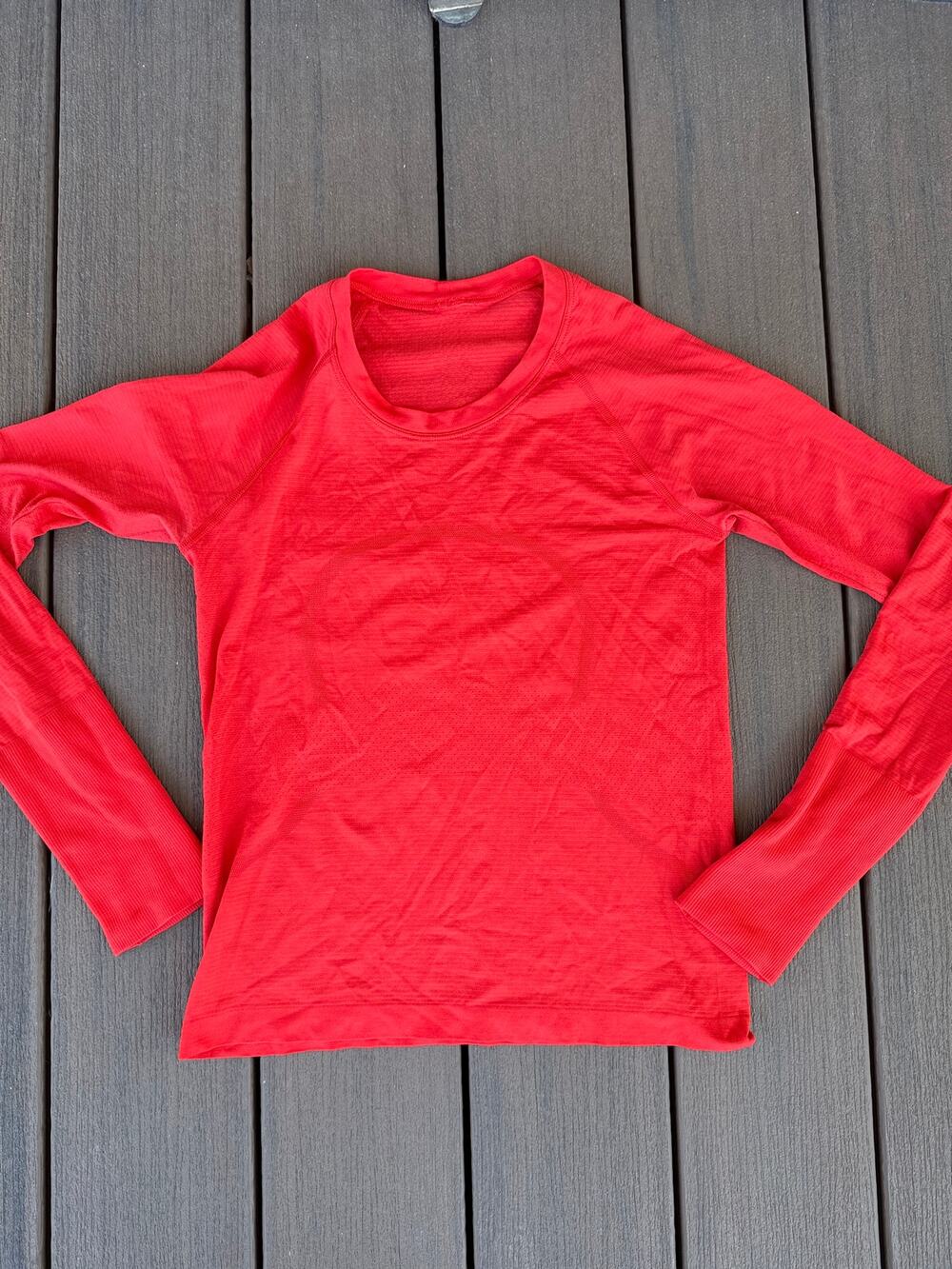 Lululemon Swiftly Long Sleeve Red Orange Sz 8